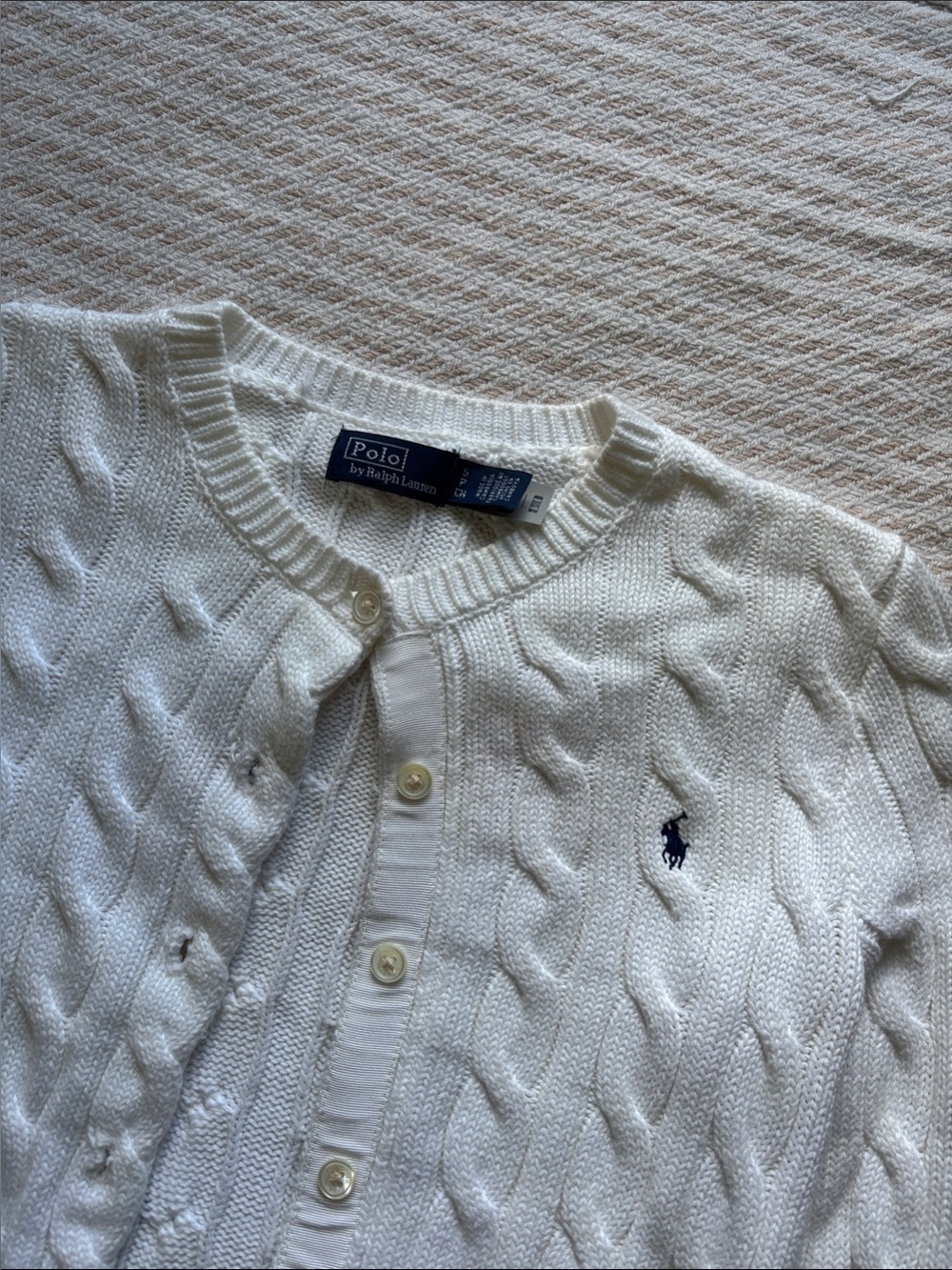 Polo by Ralph Lauren Cream Cable-Knit Button Cardigan - Picture 3 of 4